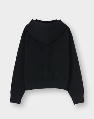 CRONOS WOMEN Summer Mesh Knit Zip Hoodie【BLACK】