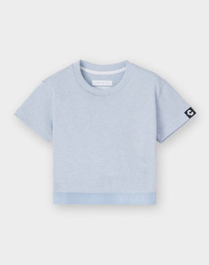 CRONOS WOMEN Rib Cropped T-SHIRT【BLUE】