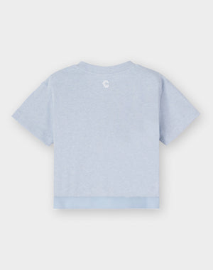 CRONOS WOMEN Rib Cropped T-SHIRT【BLUE】