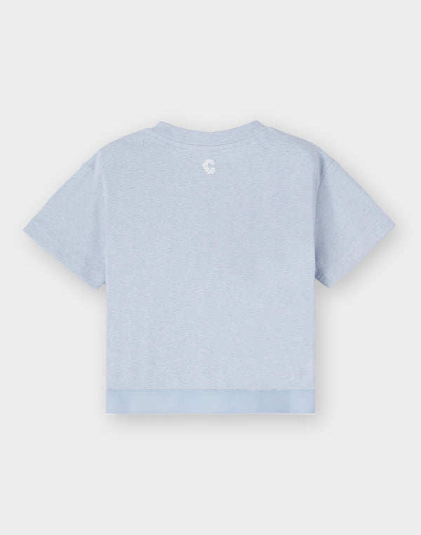 CRONOS WOMEN Rib Cropped T-SHIRT【BLUE】
