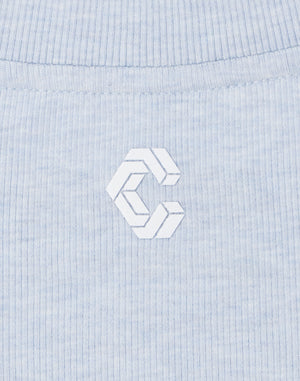 CRONOS WOMEN Rib Cropped T-SHIRT【BLUE】