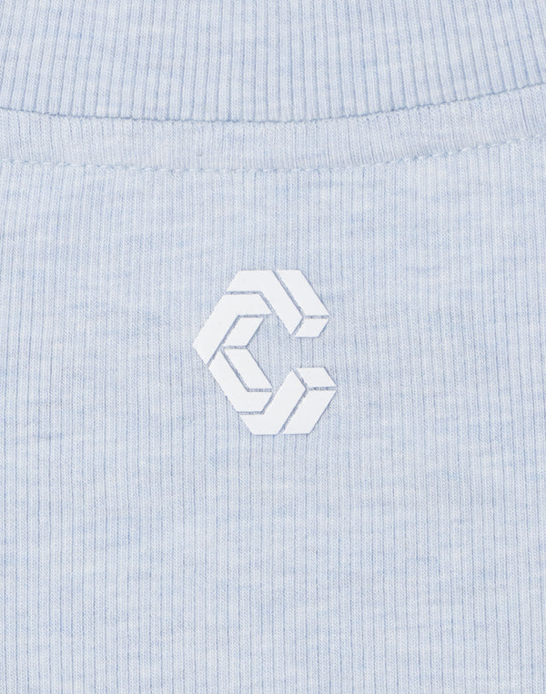 CRONOS WOMEN Rib Cropped T-SHIRT【BLUE】