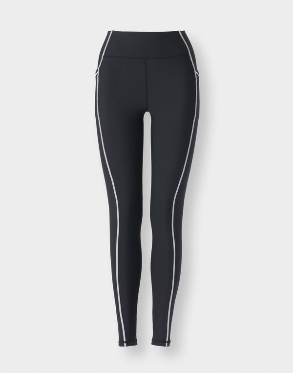 CRONOS WOMEN Cool Touch Rib Leggings【BLACK】