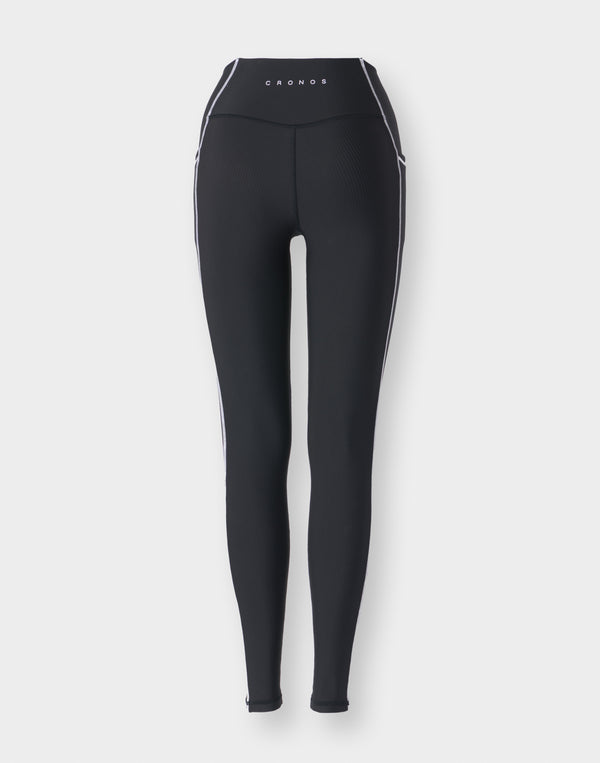 CRONOS WOMEN Cool Touch Rib Leggings【BLACK】