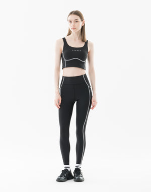 CRONOS WOMEN Cool Touch Rib Leggings【BLACK】