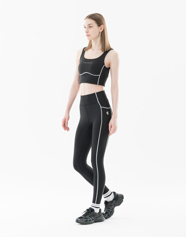 CRONOS WOMEN Cool Touch Rib Leggings【BLACK】