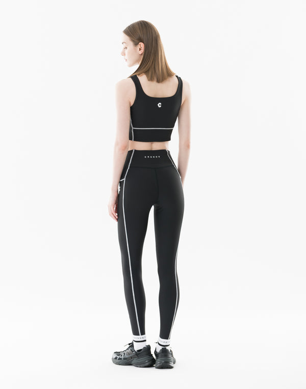 CRONOS WOMEN Cool Touch Rib Leggings【BLACK】