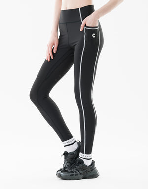 CRONOS WOMEN Cool Touch Rib Leggings【BLACK】