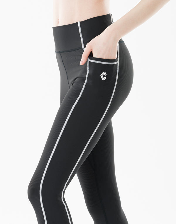 CRONOS WOMEN Cool Touch Rib Leggings【BLACK】