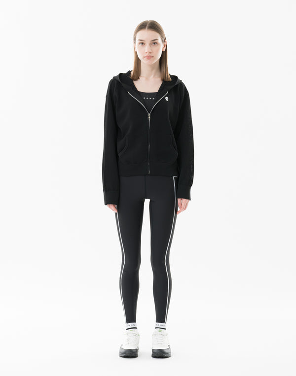 CRONOS WOMEN Summer Mesh Knit Zip Hoodie【BLACK】