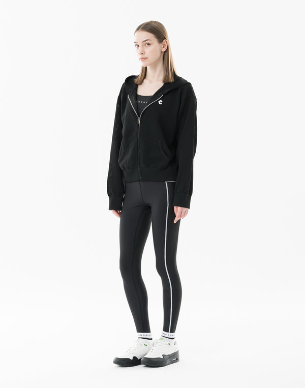CRONOS WOMEN Cool Touch Rib Leggings【BLACK】