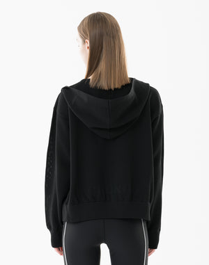 CRONOS WOMEN Summer Mesh Knit Zip Hoodie【BLACK】