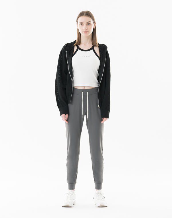 CRONOS WOMEN Summer Mesh Knit Zip Hoodie【BLACK】