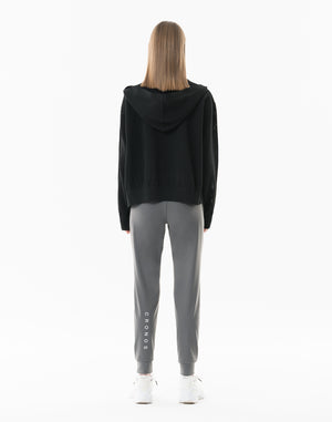 CRONOS WOMEN Summer Mesh Knit Zip Hoodie【BLACK】