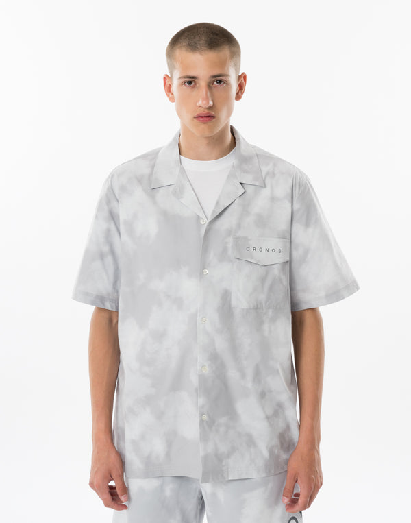 CRONOS ストレッチ オープンカラー S/S シャツ【WHITECAMO】