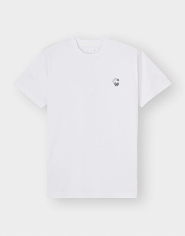 CRONOS Vertical Signature  Logo Regularfit T-SHIRT【WHITE】