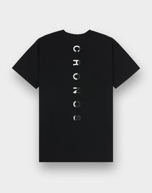 CRONOS Vertical Signature  Logo Regularfit T-SHIRT【BLACK×WHITE】