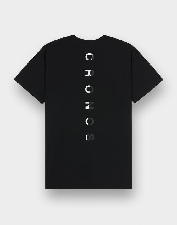 CRONOS Vertical Signature  Logo Regularfit T-SHIRT【BLACK×WHITE】