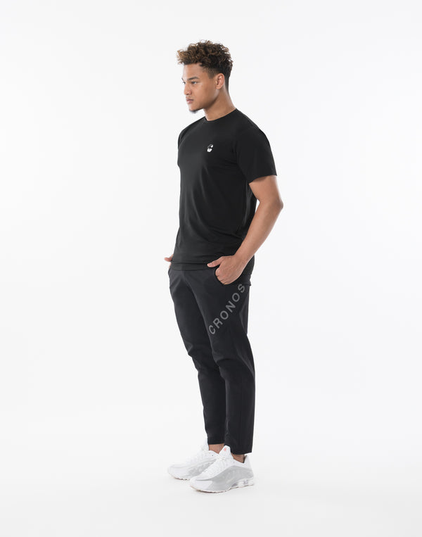 CRONOS Vertical Signature  Logo Regularfit T-SHIRT【BLACK×WHITE】