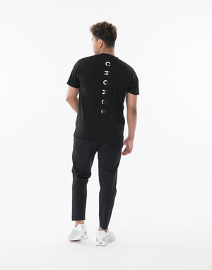 CRONOS Vertical Signature  Logo Regularfit T-SHIRT【BLACK×WHITE】