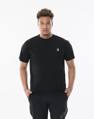 CRONOS Vertical Signature  Logo Regularfit T-SHIRT【BLACK×WHITE】