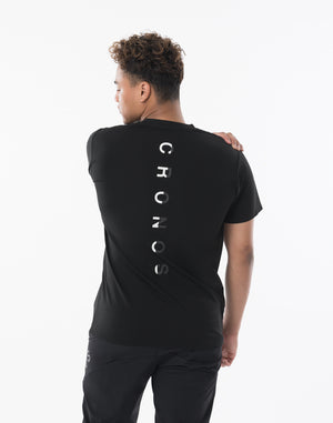 CRONOS Vertical Signature  Logo Regularfit T-SHIRT【BLACK×WHITE】