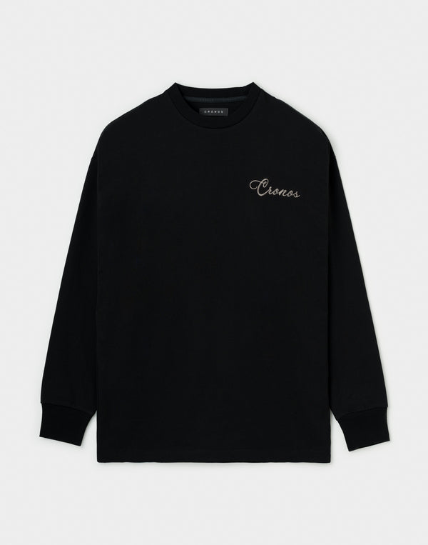 CRONOS SCRIPT SIDE L/S TEE 【BLACK】