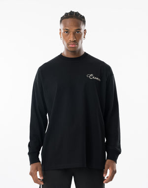 CRONOS SCRIPT SIDE L/S TEE 【BLACK】