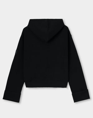 CRONOS WOMEN Flex Rib Knit Hoodie【BLACK】