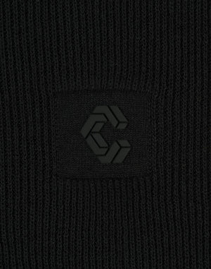 CRONOS WOMEN Flex Rib Knit Hoodie【BLACK】