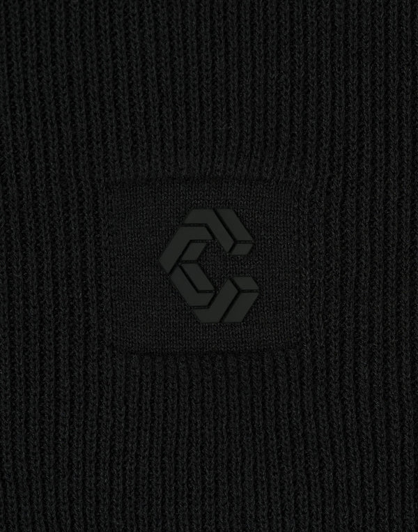 CRONOS WOMEN Flex Rib Knit Hoodie【BLACK】