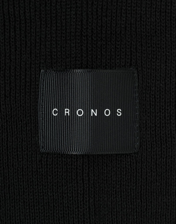 CRONOS WOMEN Flex Rib Knit Hoodie【BLACK】