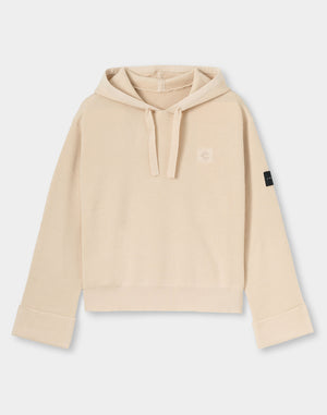 CRONOS WOMEN Flex Rib Knit Hoodie【BEIGE】