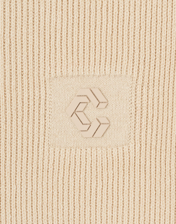 CRONOS WOMEN Flex Rib Knit Hoodie【BEIGE】