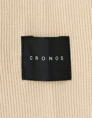 CRONOS WOMEN Flex Rib Knit Hoodie【BEIGE】