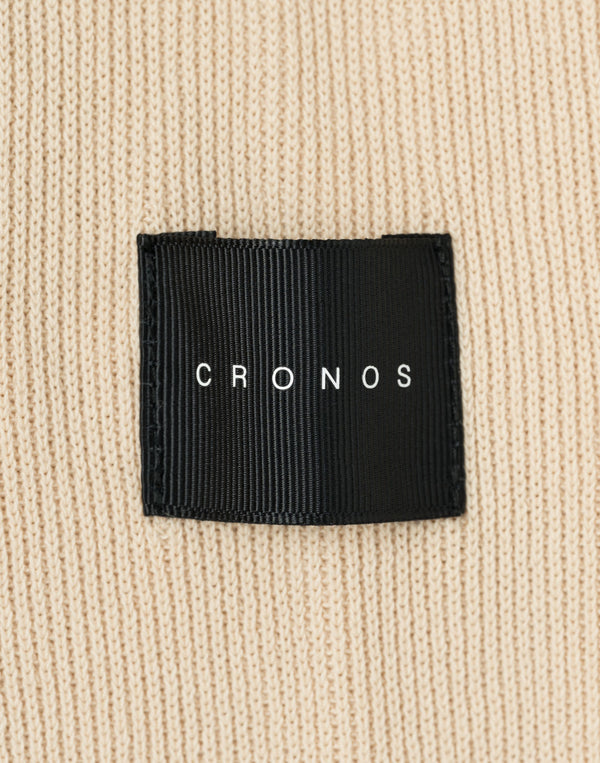 CRONOS WOMEN Flex Rib Knit Hoodie【BEIGE】