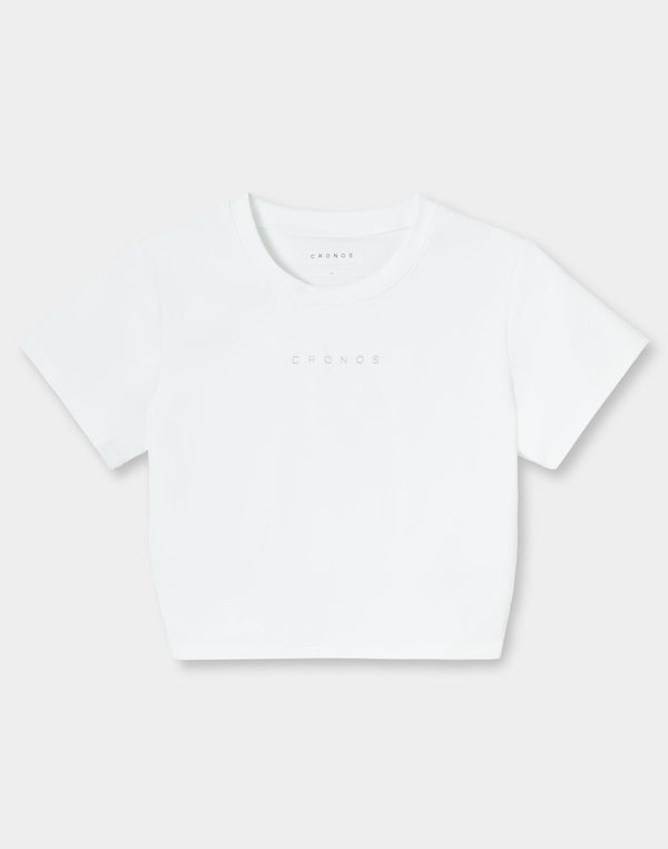 CRONOS WOMEN Motion Crop T-SHIRT 【WHITE】