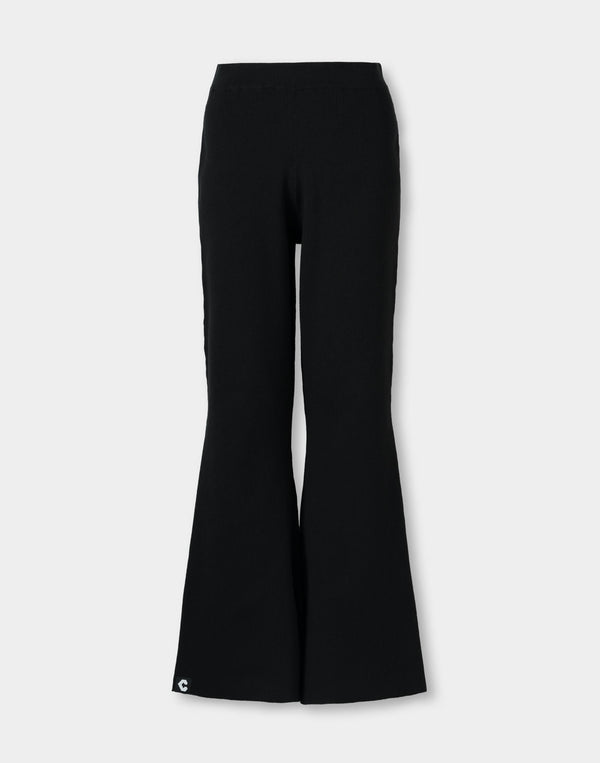 CRONOS WOMEN Flex Rib Knit Pants【BLACK】