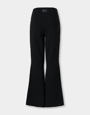 CRONOS WOMEN Flex Rib Knit Pants【BLACK】