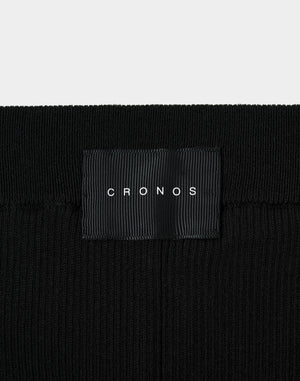 CRONOS WOMEN Flex Rib Knit Pants【BLACK】