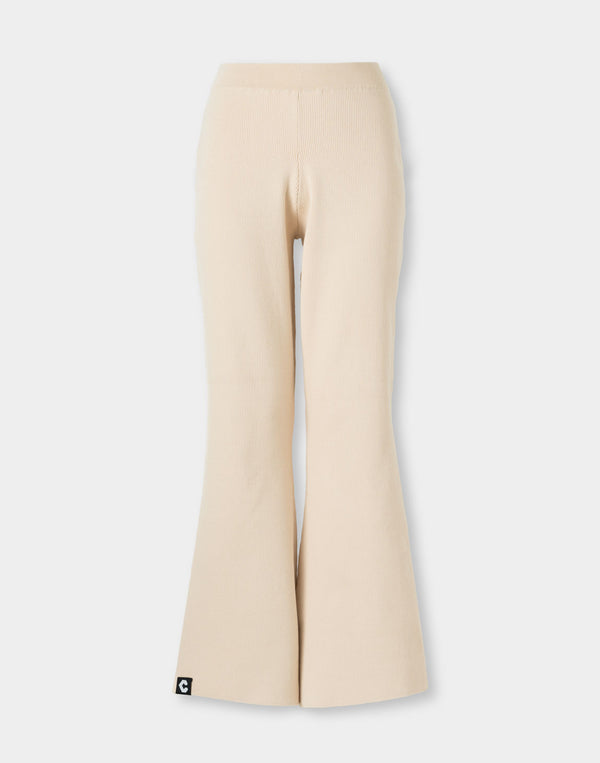 CRONOS WOMEN Flex Rib Knit Pants【BEIGE】