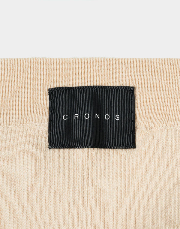 CRONOS WOMEN Flex Rib Knit Pants【BEIGE】
