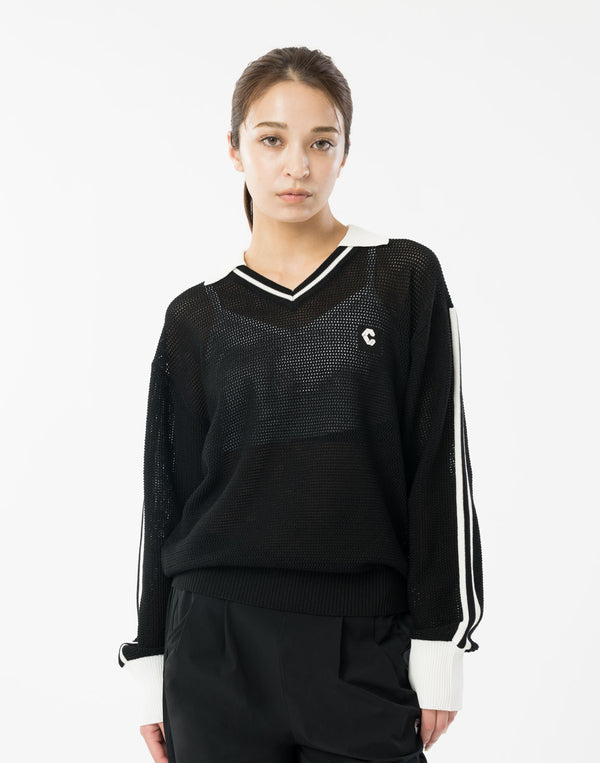 CRONOS WOMEN Mesh Uniform V-Top【BLACK】