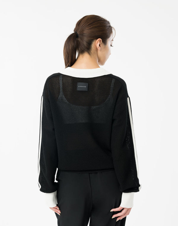CRONOS WOMEN Mesh Uniform V-Top【BLACK】