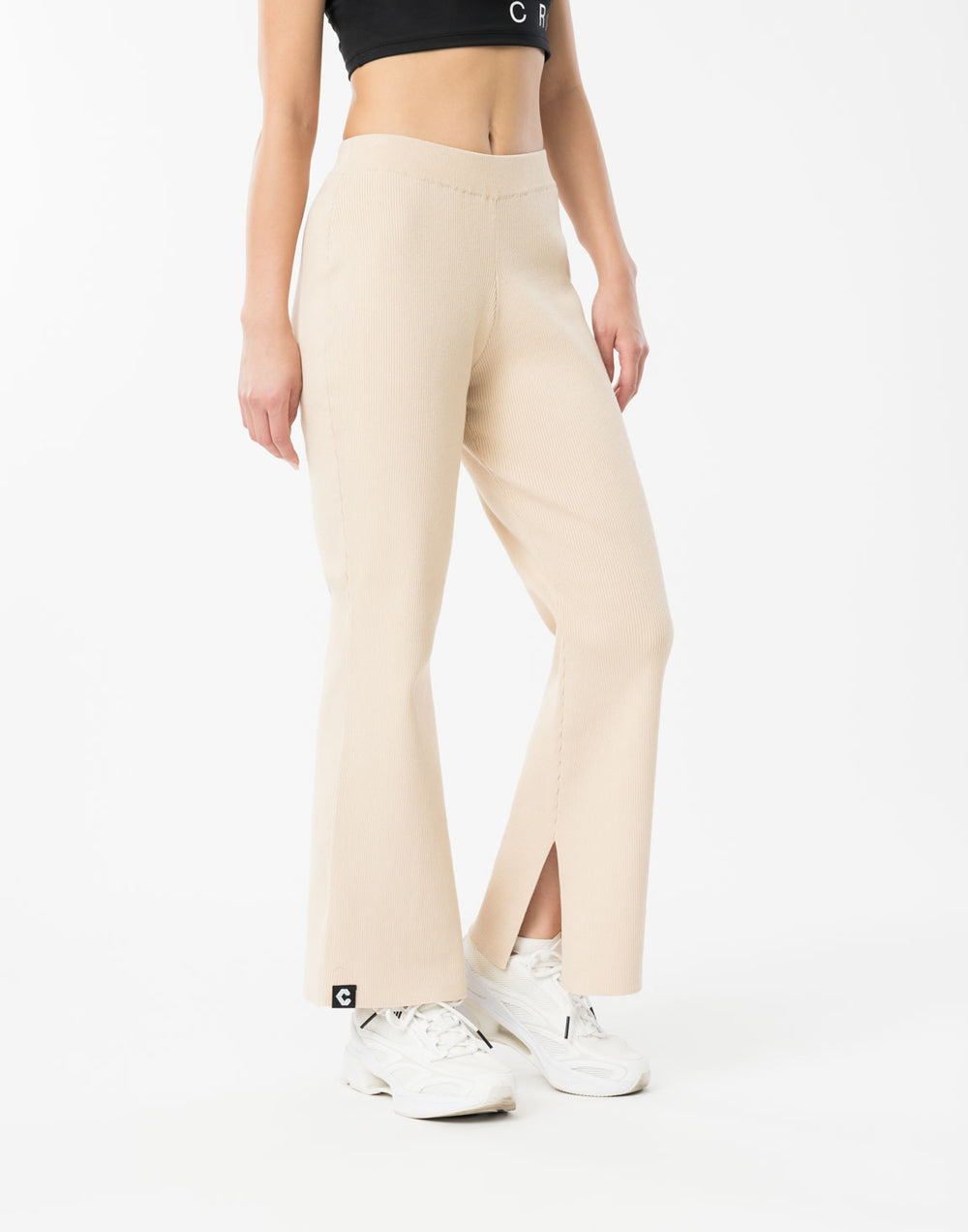 CRONOS WOMEN Flex Rib Knit Pants【BEIGE】