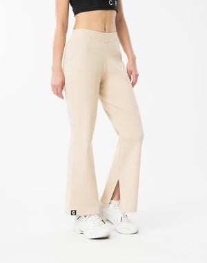 CRONOS WOMEN Flex Rib Knit Pants【BEIGE】