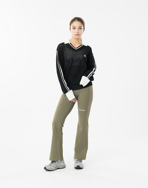 CRONOS WOMEN FLARE LEGGINGS【KHAKI】