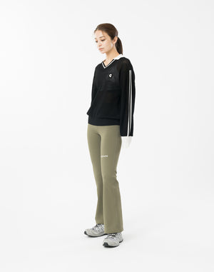CRONOS WOMEN FLARE LEGGINGS【KHAKI】