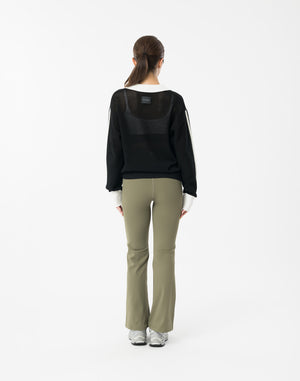 CRONOS WOMEN FLARE LEGGINGS【KHAKI】