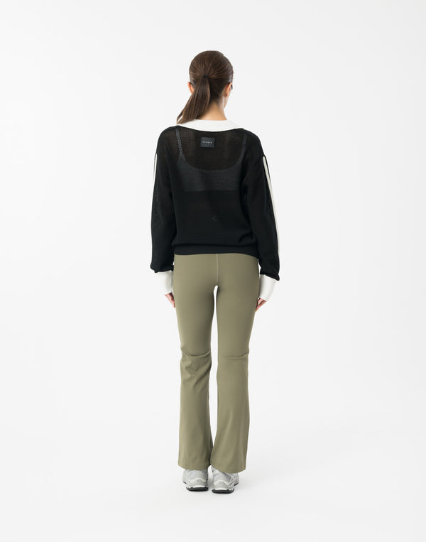 CRONOS WOMEN FLARE LEGGINGS【KHAKI】